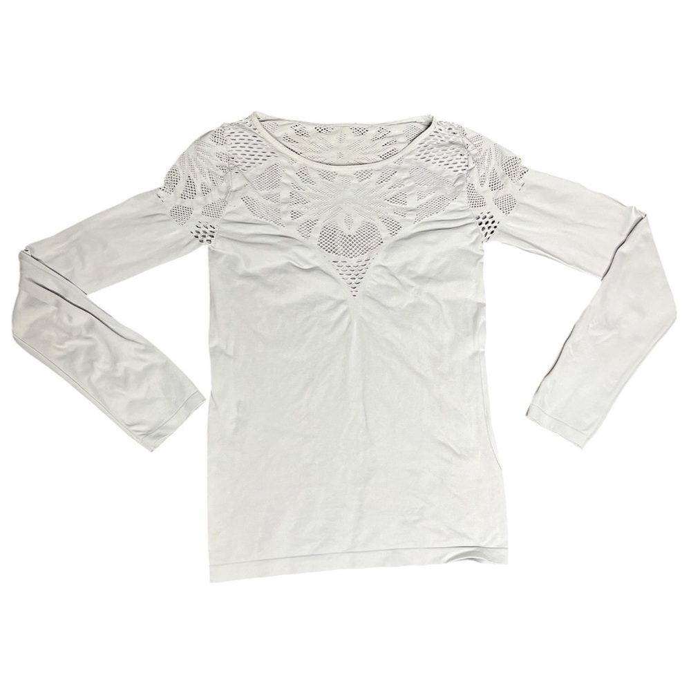 LULULEMON RevealKnit Intricate Floral Eyelet Long Sleeve Tee Off White 4